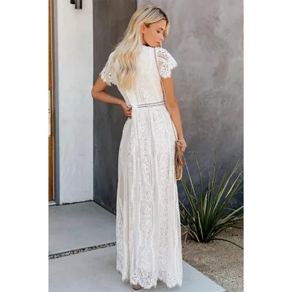 LAST ONE! Plus Size LANA White Lace Maxi Boho Dress - Picture 2 of 4